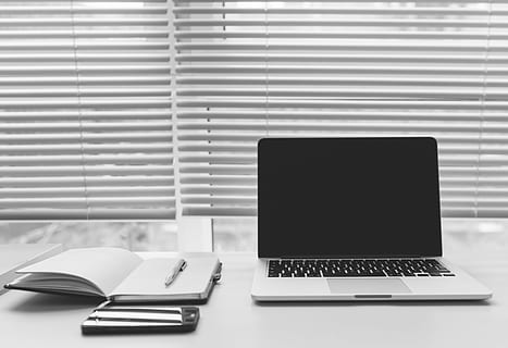 macbook, pro, beside, open, notebook, laptop, computer, technology, notepad, pen, office, desk, business, blinds, window, black and white, wireless technology, communication, indoors, corporate business, table, connection, furniture, no people, still life, copy space, publication, portable information device, note pad, blank, keyboard, 5K, CC0, public domain, royalty free