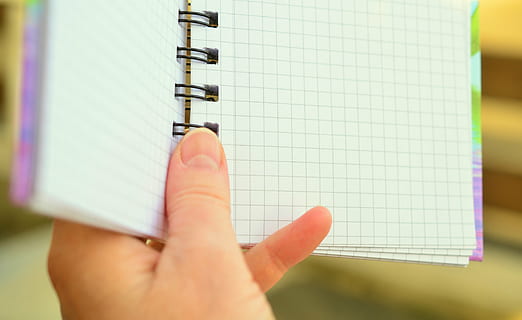 person, holding, spring notebook, dates, notes, notepad, planning, date, note, leave, schedule, hand, memo, info, save to list, paper, appointment, note Pad, education, book, human hand, human body part, one person, close-up, reminder, page, indoors, spiral notebook, writing, unrecognizable person, personal perspective, blank, pen, focus on foreground, finger, to do list, 4K, CC0, public domain, royalty free