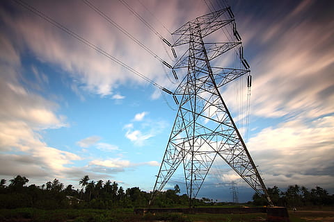 cloud, movement, landscape, exposure, fast, natural, fuel and power generation, sky, technology, electricity, cloud - sky, electricity pylon, cable, power supply, power line, connection, plant, low angle view, nature, no people, environment, tree, sunset, outdoors, built structure, land, 1080P, CC0, public domain, royalty free