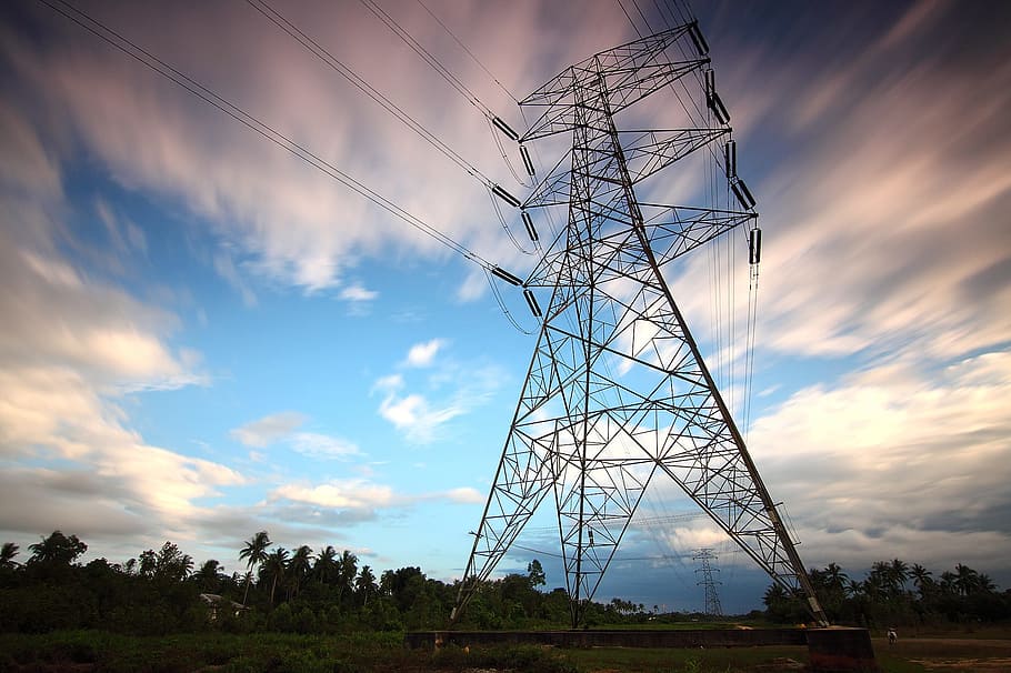 cloud, movement, landscape, exposure, fast, natural, fuel and power generation, sky, technology, electricity, cloud - sky, electricity pylon, cable, power supply, power line, connection, plant, low angle view, nature, no people, environment, tree, sunset, outdoors, built structure, land, 1080P