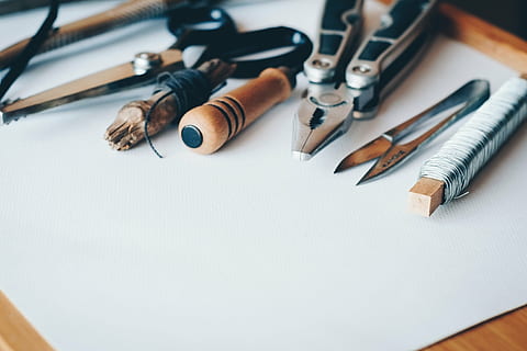 selective, focus photography, pliers, scissors, white, printer paper, tool, tools, equipment, work, handmade, manual, home, diy, wood, craft, workshop, craftsman, repair, hobby, making, handcraft, creativity, skill, creative, workplace, studio, ideas, creativeness, blank, paper, background, mockup, large group of objects, no people, indoors, work tool, close-up, day, still life, variation, choice, art and craft, table, high angle view, collection, group of objects, wood - material, man made, art and craft equipment, 4K, CC0, public domain, royalty free