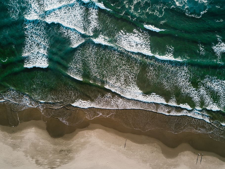 antenne, fotografering, seawaves, kysten, dagtimerne, grå fleece tekstil, bølger, strand, surf, sand, drone shot, drone visning, fugleperspektiv, oregon kysten, Oregon, vand, ocean, natur, ingen mennesker, skønhed i naturen, dag, jord, tæt på, grøn farve, udendørs, sollys, høj vinkel visning, ro, scenics - natur, mønster, fuld ramme, hav, baggrunde, 2K