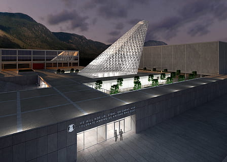 nat, aften, bygning, struktur, air force academy, colorado fjedre, colorado, skulptur, himmel, skyer, lys, belysning, refleksioner, arkitektur, bjerge, uden for, naturskøn, arkitektur og bygninger, moderne, bygget struktur, bygning udvendig, rejse steder, urban scene, stadion, berømte sted, bro - menneskeskabt struktur, udendørs, sky - himmel, natur, rejsemål, turisme, rejse, by, ingen mennesker, bjerg, vand, rækværk, dag, fortiden, 1080P, CC0, offentligt domæne, royaltyfrie
