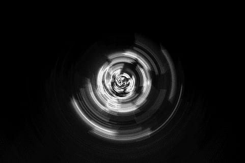 astratto, anelli, cerchio, robot, meccanicamente, futuro, spirale, in casa, nessuno, concentrico, giorno, forma geometrica, forma, movimento, buio, sfondo nero, lunga esposizione, natura, Filatura, notte, tunnel, attrezzatura per l'illuminazione, design, copia spazio, illuminato, turbine, 5K, CC0, dominio pubblico, privo di copyright
