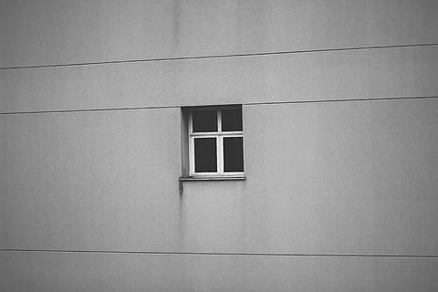 black, window, frame, closed, door, wall, square, concrete, built structure, architecture, building exterior, building, no people, wall - building feature, day, low angle view, pattern, full frame, outdoors, residential district, house, backgrounds, copy space, glass - material, gray, rectangle, window frame, 5K, CC0, public domain, royalty free