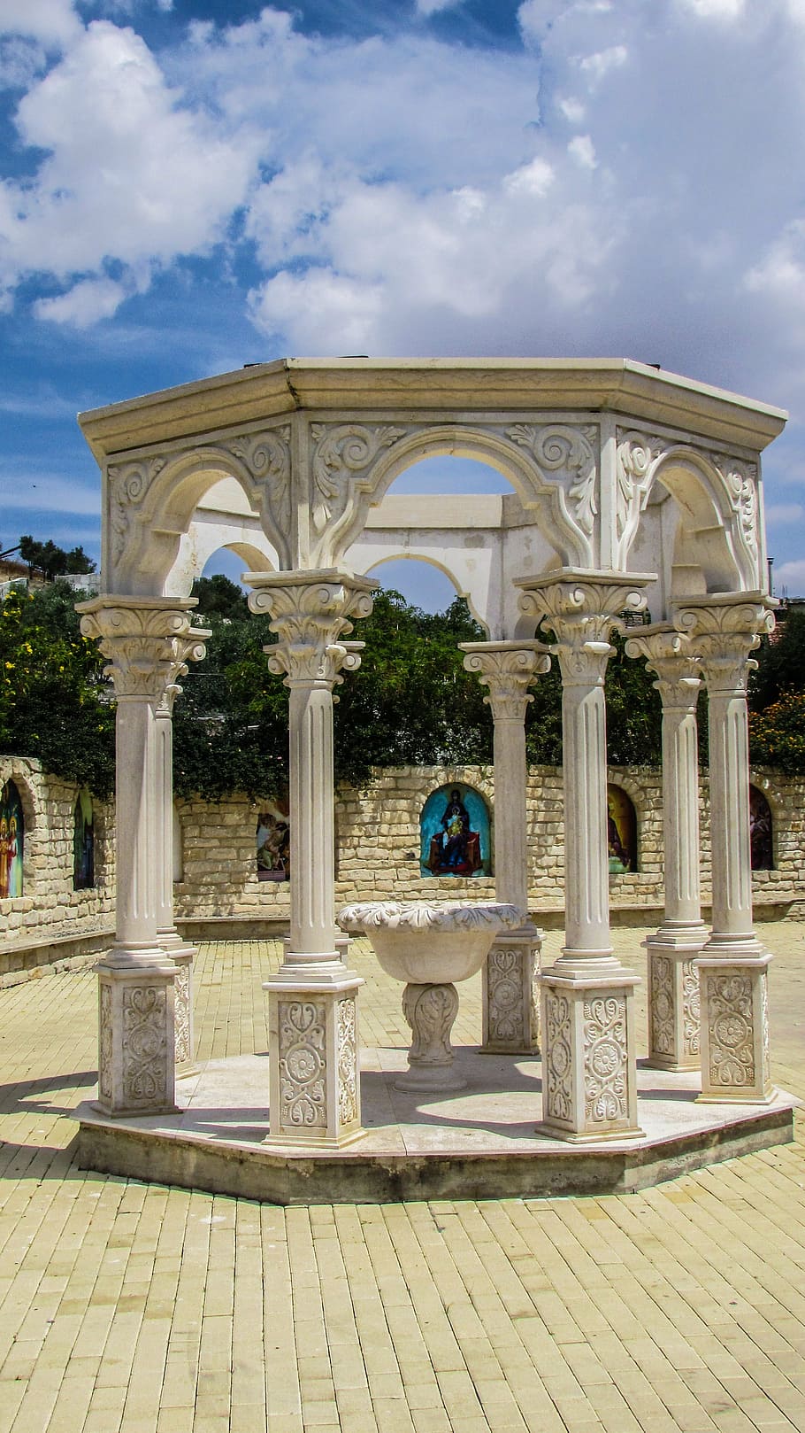 peristil, columnata, monestir, columna, Xipre, arquitectura, el passat, estructura construïda, història, cel, columna arquitectònica, arc, exterior de l'edifici, dia, naturalesa, núvol - cel, cap gent, destinacions de viatge, edifici, viatjar, antic, turisme, a l'aire lliure, llum solar, memorial, civilització antiga, ornamentat, 4K