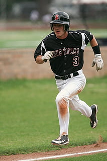 baseball, runner, running, action, scoring, player, athlete, game, field, sport, american, youth, ballgame, helmet, competition, uniform, active, athletics, grass, base path, third base line, high school, male, baseball - sport, one person, full length, boys, focus on foreground, child, real people, sports uniform, day, males, front view, playing, leisure activity, baseball player, clothing, baseball uniform, playing field, outdoors, teenager, 2K, CC0, public domain, royalty free
