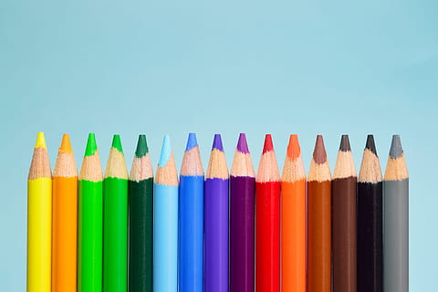 colorful drawing pencils, Colorful, drawing, pencils, various, education, learning, school, student, study, pencil, multi Colored, colors, blue, yellow, wood - Material, equipment, creativity, red, color Image, group of Objects, close-up, crayon, art, variation, single Object, colored pencil, studio shot, choice, art and craft, writing instrument, no people, indoors, still life, large group of objects, side by side, in a row, craft, arrangement, vibrant color, sharp, order, art and craft equipment, blue background, 5K, CC0, public domain, royalty free