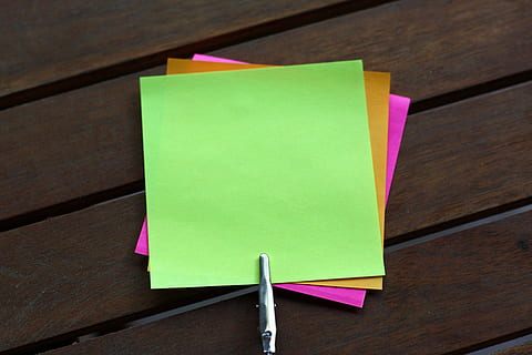 sticky, notes, brown, wooden, surface, sticky notes, blank, sticky note, post notes, post, reminder, office, paper, message, contact us, call us, e-mail, note, adhesive note, multi colored, wood - material, no people, indoors, close-up, pink color, table, copy space, note pad, green color, office supply, note - message, wood grain, 4K, CC0, public domain, royalty free