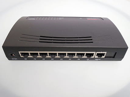 black switch hub, Router, Network, Connection, Pc, internet, technology, www, computer, office, data, administration, no people, white background, close-up, indoors, day, studio shot, still life, wireless technology, communication, single object, black color, portability, high angle view, table, portable information device, metal, white color, music, 2K, CC0, public domain, royalty free
