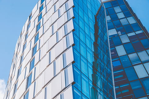 glass office building, Reflections, glass, architecture, building, office, skyscraper, window, glass - Material, office Building, modern, blue, business, reflection, urban Scene, built Structure, building Exterior, facade, tower, futuristic, sky, tall - High, steel, construction Industry, architecture And Buildings, city, finance, downtown District, office building exterior, low angle view, no people, nature, outdoors, apartment, silver colored, building feature, 4K