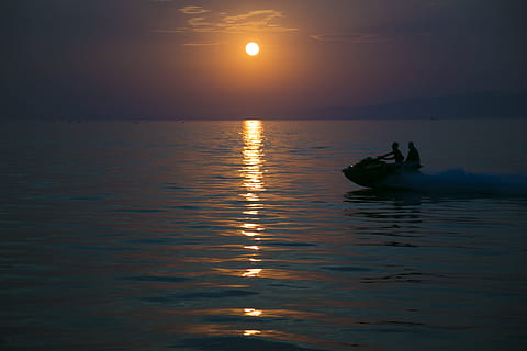 sunset, reverse light, beach, environmental, silhouette, reflection, light, peace, nature, landscape, turkey, sky, solar, clouds, coastline, souvenir, değirmendere, palm, holiday, blue, orange, fund, natural turkey, sparkle, background, tree, trees, cloud, jet ski, surfing, great, tourism, travel, season, summer, marine, ocean, sunrise, water, ada, sand, wallpaper, beautiful, waterfront, nautical vessel, sea, transportation, scenics - nature, beauty in nature, tranquility, mode of transportation, tranquil scene, horizon over water, sun, horizon, real people, outdoors, 4K, CC0, public domain, royalty free