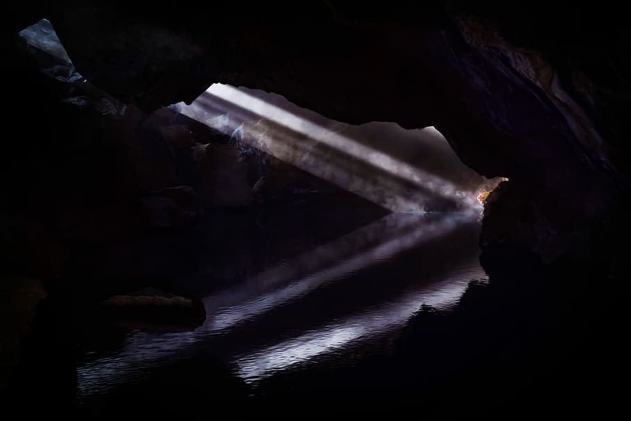 untitled, sunlight, cave, water, cavern, dark, no people, nature, black background, studio shot, indoors, night, architecture, solid, aggression, sea, violence, motion, rock - object, spooky, rock, fear, industry, 5K