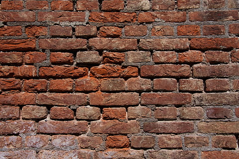 mattone, invecchiamento, architettura, sfondo, modello, rosso, struttura, parete, intemperie, fotogramma intero, sfondi, strutturato, muro di mattoni, struttura costruita, Marrone, nessuno, caratteristica della parete, preparativi, giorno, avvicinamento, materiale da costruzione, ripetizione, all'aperto, vecchio, effetto strutturato, 4K, CC0, dominio pubblico, privo di copyright