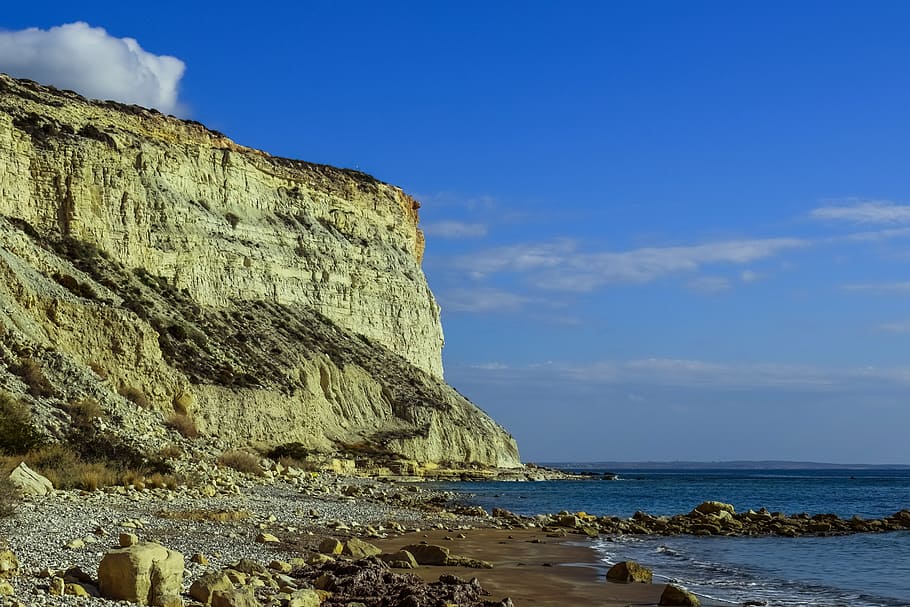 platja, penya-segats, mar, Costa, paisatge, escènic, espectacular, aïllat, tranquil, calma, serenitat, platja de zapalo, Xipre, rock, cel, aigua, rock - object, sòlid, formació de roca, bellesa a la natura, escenics - natura, terra, naturalesa, dia, penya-segat, tranquil·litat, núvol - cel, escena tranquil·la, blau, cap gent, horitzó sobre l’aigua, a l'aire lliure, formació, erosionat, litoral rocós, 5K