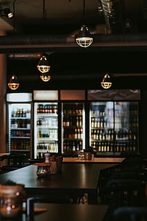 pub, Interior, table, coffee, bar, glasses, drinks, alcohol, liquor, indoors, no People, bar - Drink Establishment, restaurant, luxury, bar counter, food and drink industry, lighting equipment, business, pendant light, hanging, architecture, food and drink, built structure, illuminated, glass, drink, seat, ceiling, glass - material, electric lamp, 5K