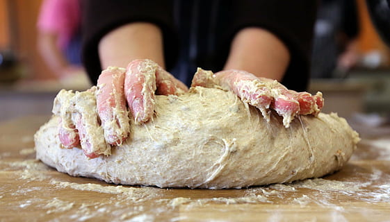 person rolling dough, bread making, challa, hafrashat challa, food, meat, freshness, food and drink, dough, flour, one person, preparation, indoors, kneading, making, preparing food, close-up, midsection, human hand, adult, italian food, kitchen, occupation, raw food, hand, pizza, baked pastry item, 4K, CC0, public domain, royalty free