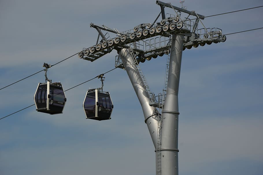 svævebane, teknologi, Berlin, himmel, natur, lav vinkel visning, dag, kabel, overhead svævebane, ingen mennesker, kunstkultur og underholdning, transportmidler, forlystelsespark, hængende, forlystelsespark tur, udendørs, metal, rejse, transportform, skilift, bygget struktur, elektrisk udstyr, 5K