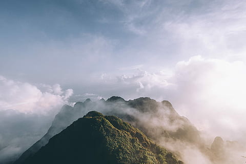 verd, arbre, cobert, boira, muntanyes, muntanya, blanc, núvols, cel, núvol, naturalesa, superior, fansipan, sapa, vietnam, cim, pic, escalar, núvol - cel, medi ambient, paisatge, escenics - natura, bellesa a la natura, a l'aire lliure, cim de muntanya, cap gent, destinacions de viatge, sòlid, terra, tranquil·litat, alt, cloudscape, rock, 1080P, CC0, domini públic, lliure de regalies