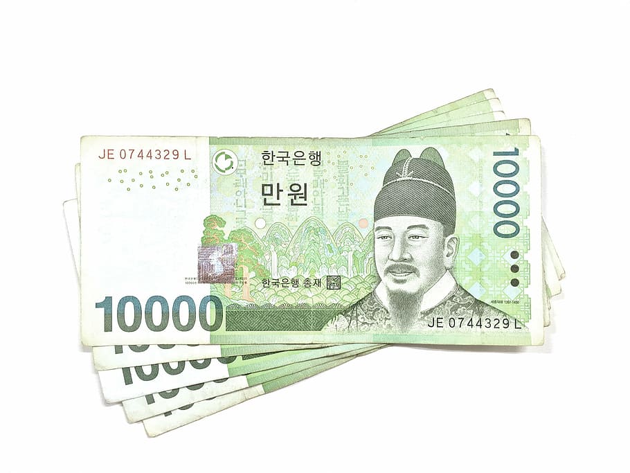 10000 coreans, guanyat, bitllets de banc, don, emmagatzematge, pagament, factures, impostos, or, estalvis, diners de Corea, República de Corea, asia, moneda, Finances, moneda de paper, negocis, riquesa, fons blanc, tallar, tir de l'estudi, inversió, nombre, color verd, cap gent, negoci corporatiu, primer pla, a l'interior, economia, deute, finances domèstiques, fent diners, signe de dòlar, 1080P