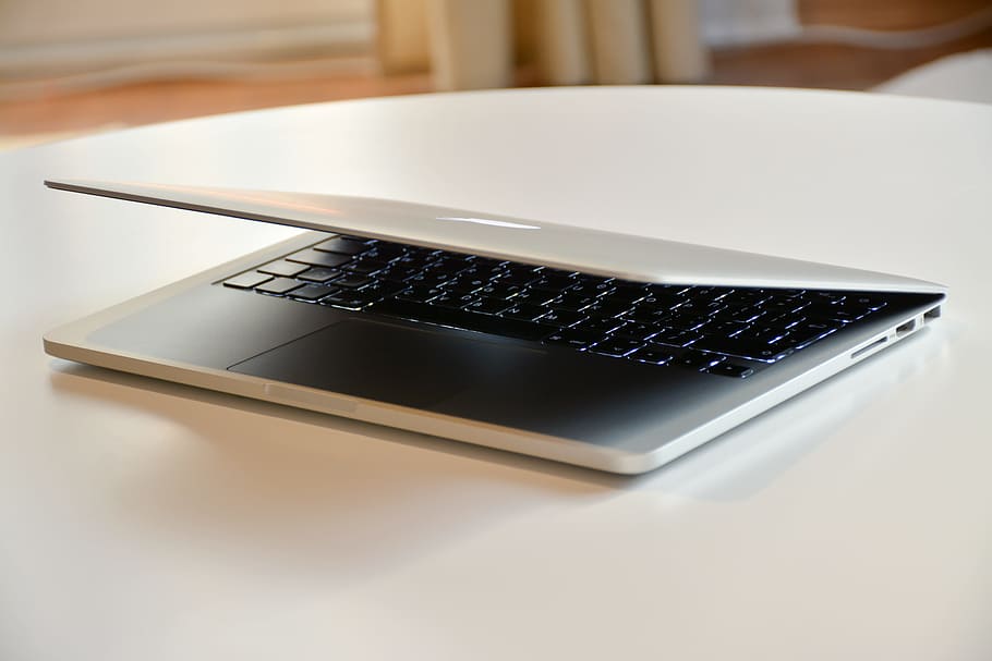 laptop, apple, macbook, computer, browser, research, study, school, business, work, desk, indoors, technology, no people, wireless technology, connection, close-up, communication, studio shot, high angle view, table, copy space, convenience, focus on foreground, portability, two objects, black color, selective focus, modern, single object, 5K