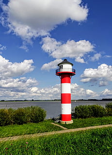 far, elbe, riu, dic, orientació, cel, torre, herba, estructura construïda, arquitectura, planta, seguretat, protecció, naturalesa, aigua, exterior de l'edifici, núvol - cel, direcció, edifici, dia, terra, cap gent, a l'aire lliure, 2K, CC0, domini públic, lliure de regalies