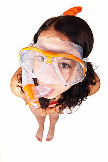 clear, plastic, orange, snorkle, cute, dive, fun, goggles, joy, mask, scuba, snorkel, snorkeling, summer, woman, isolated, women, one Person, people, caucasian Ethnicity, females, white background, studio shot, indoors, portrait, hair, cut out, young adult, young women, front view, headshot, hairstyle, fashion, looking at camera, adult, lifestyles, child, human face, beautiful woman, 4K, CC0, public domain, royalty free