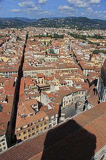 Florence, Streets, Lines, Rooftops, architecture, built structure, building exterior, high angle view, cityscape, roof, city, building, nature, residential district, crowded, crowd, day, sunlight, town, sky, cloud - sky, wall, house, outdoors, community, townscape, brick, roof tile, 5K, CC0, public domain, royalty free
