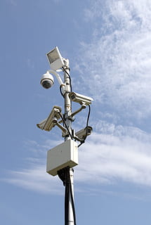 security camera post, light, cctv, surveillance, security, camera, safety, control, system, technology, video, protection, monitoring, electronic, record, equipment, secure, private, property, protect, spy, crime, digital, safe, looking, alarm, sky, security camera, low angle view, cloud - sky, security system, day, pole, no people, nature, metal, outdoors, communication, camera - photographic equipment, photography themes, home video camera, electrical equipment, big brother - orwellian concept, steel, 4K, CC0, public domain, royalty free