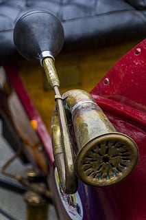 oldtimer, auto, roh, starý, přeprava, kov, nikdo, detail, uvnitř, den, zaměřit se na popředí, stálý život, Červené, způsob dopravy, pozemního vozidla, vysoký úhel pohledu, dřevo - materiál, mosaz, hudba, bezpečnost, Rukojeť, 5K, CC0, veřejná doména, bez autorských práv