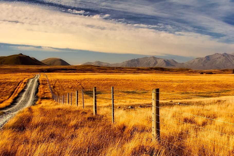 caminho, Castanho, Campo de grama, branco, nuvens, azul, céu, panorama, montanhas, Campos, Prado, estrada, natureza, ao ar livre, país, rural, cena tranquila, nuvem - céu, beleza na natureza, terra, meio Ambiente, scenics - natureza, cerca, tranquilidade, montanha, barreira, fronteira, campo, ninguém, cena não urbana, grama, cadeia de montanhas, controlo remoto, poste de madeira, 1080P