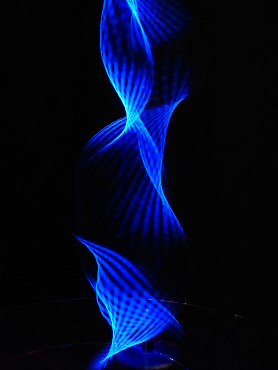 decoració de paret blava, lichtspiel, òptica, columna de llum, llum, física, experimentar, colorit, color, espiral lleugera, efecte de llum, efectes de llum, blau, patró, patrons de llum, fons negre, tir de l'estudi, moviment, a l'interior, il·luminat, futurista, resum, cap gent, exposició llarga, generació de combustible i energia, tecnologia, llum - fenomen natural, primer pla, vitalitat, aigua, creativitat, naturalesa, còpia espai, Font d'alimentació, 4K