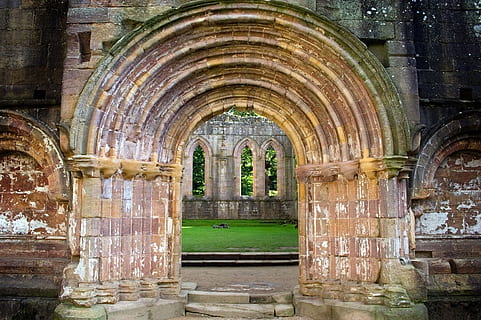 brown, gray, concrete, building, daytime, Stone, Ancient, Gate, Entryway, arch, old, ornate, elaborate, architecture, church, architecture And Buildings, religion, history, famous Place, stone Material, europe, built Structure, cathedral, christianity, abbey, medieval, gothic Style, water, reflection, the past, no people, day, place of worship, building exterior, weathered, spirituality, belief, abandoned, deterioration, architectural column, ruined, 720P, CC0, public domain, royalty free