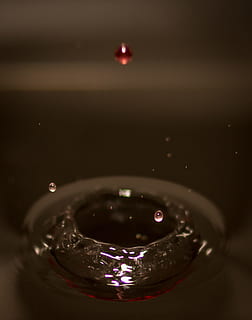 Pingo D'água, esguicho, soltando, salpicos, molhado, chuva, solta, líquido, agua, onda, ondulação, superfície, fresco, pureza, frescura, bebida, ninguém, comida e bebida, álcool, dentro de casa, fechar-se, focar em primeiro plano, movimento, natureza, visão de alto ângulo, refresco, foco seletivo, vermelho, ainda vida, círculo, reflexão, forma geométrica, Chá leve, bebida não alcoólica, 1080P, CC0, domínio público, royalty free