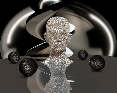 reflecţie, lucios, în rețea, opera de arta, sculptură, structura, fundal, redirecţiona, futurist, fantezie, 3d, interpretare, acoperi, carte de acoperire, reţea, abstract, fundaluri, structuri, modern, în interior, a închide, nici o persoana, natură moartă, studio shot, metal, argintiu colorat, decor, creativitate, artă și sculptură, model, proiecta, formă, bogat ornamentat, reprezentare, echipamente de iluminat, Fundal negru, tavan, iluminat, lampă electrică, luxos, 1080P, CC0, domeniu public, fără drepturi de autor