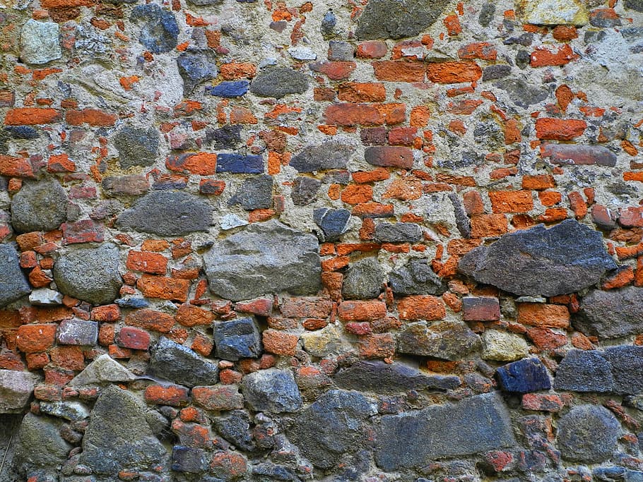 paret, maó, pedra, paret de maó, gris, vermell, vell, maons, taronja, funció de construcció de parets, textura, fons, marc complet, estructura construïda, cap gent, arquitectura, sòlid, dia, aspre, història, a l'aire lliure, resistent, pedra - objecte, patró, el passat, paret de pedra, arruïnat, deteriorament, 2K