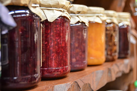 pile, infused, bottles photo, jam, preparations, jars, fruit, natural food, eating, eco, store, food, cultures, food and drink, indoors, in a row, close-up, container, wood - material, selective focus, drink, no people, preserves, homemade, mason jar, focus on foreground, jar, alcohol, variation, order, business, preserved, airtight, 4K, CC0, public domain, royalty free