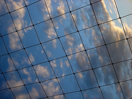 sky, clouds, network, square, cloud - sky, low angle view, pattern, backgrounds, no people, full frame, built structure, architecture, day, nature, design, outdoors, reflection, shape, modern, building exterior, glass - material, window, geometric shape, steel, 1080P, CC0, public domain, royalty free