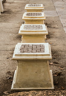 socket, seat, stone, stool, building, no people, day, high angle view, outdoors, in a row, focus on foreground, nature, wood - material, land, absence, still life, field, close-up, old, table, arrangement, dirt, city, relaxation, stack, 4K, CC0, public domain, royalty free