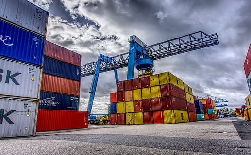 beholder, Havn, Indlæser, stablet, container terminal, containerhåndtering, lastekran, kran, last, marketing hub, kuvert kvadrat, Tyskland, farve, himmel, skyer, hdr, kontrast, højt dynamisk område, farverig, industri, sky - himmel, forretning, transportmidler, last container, arkitektur, kran - entreprenørmaskiner, maskineri, godstransport, Forsendelse, natur, stak, cloudscape, mole, kommerciel dock, vand, udendørs, økonomi, 5K, CC0, offentligt domæne, royaltyfrie