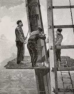 Eyfel Kulesi, inşaat, işçiler, mühendisler, Fransa, kule, Paris, anıt, işaret, çizim, mimari, Tarihçe, geçmiş, heykel, yapılı yapı, Sanat ve zanaat, temsil, insan temsili, erkek benzerliği, Meslek, erkekler, dış yapı, gün, düşük açılı görünüş, yaratıcılık, insanlar, açık havada, zanaat, tam uzunluk, 2K, CC0, kamu malı, telif ücretsiz