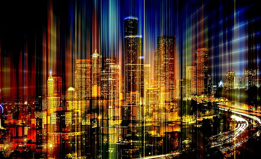foto, grattacielo, costruzione, ore notturne, orizzonte, luce, raggi, lucidare, aggiornamento, distorsione, centro, Seattle, paesaggio urbano, urbano, blu, crepuscolo, esterno dell'edificio, architettura, notte, città, struttura costruita, edificio per uffici esterno, illuminato, moderno, alto - alto, skyline urbano, nessuno, ufficio, lunga esposizione, Torre, paesaggio, quartiere residenziale, distretto finanziario, 4K, CC0, dominio pubblico, privo di copyright
