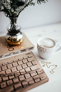 keyboard, cup, coffee, Wooden, cup of coffee, technology, desk, oree, cappucino, hipster, caffee, business, table, computer Keyboard, no People, finance, indoors, currency, close-up, still life, food and drink, drink, coffee - drink, refreshment, mug, coffee cup, selective focus, hot drink, computer, text, communication, crockery, 2K, CC0, public domain, royalty free