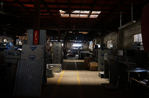Processing, Factory, Heavy Industry, Dark, processing factory, indoors, warehouse, illuminated, no people, industry, architecture, building, built structure, domestic room, lighting equipment, absence, business, the way forward, ceiling, empty, direction, large group of objects, night, flooring, 4K, CC0, public domain, royalty free
