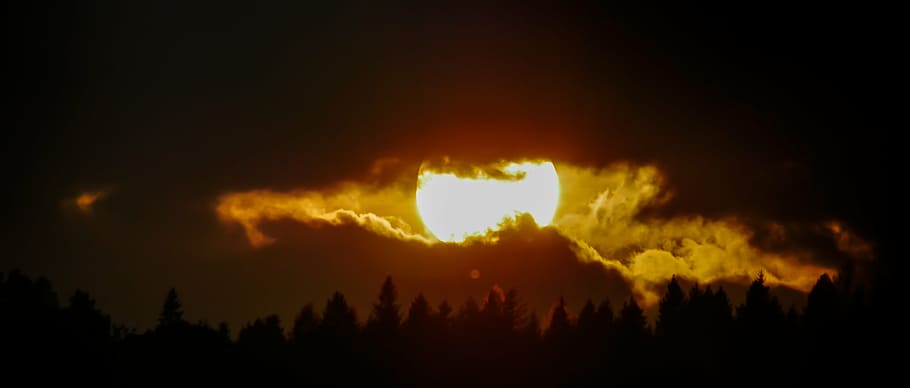 sol, conjunt, horitzó, posta de sol, sol de tarda, núvol, abendstimmung, cel de la nit, atmosfèric, festa, lichtspiel, humor, descans, tarda, romàntic, flyers, silueta, cremant, nit, flama, calor - temperatura, a l'aire lliure, incendi forestal, naturalesa, cap gent, núvol - cel, cel, foc, foc - fenomen natural, atmosfera, medi ambient, senyal d'advertència, fum - estructura física, panoràmica, bellesa a la natura, comunicació, bosc, bengales solars, 4K