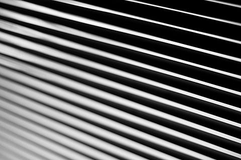 untitled, lines, pattern, abstract, black and white, dark, backgrounds, full frame, no people, striped, close-up, metal, repetition, textured, in a row, security, indoors, blinds, macro, architecture, built structure, silver colored, wall - building feature, protection, iron - metal, alloy, surface level, textured effect, steel, 2K, CC0, public domain, royalty free
