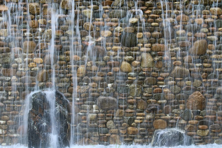 Fontana, flusso, chiaro, movimento, solido, acqua, roccia, roccia - oggetto, giorno, architettura, movimento sfocato, lunga esposizione, nessuno, all'aperto, cascata, natura, spruzzi, fluente, sfondi, modello, acqua corrente, grande gruppo di oggetti, 5K