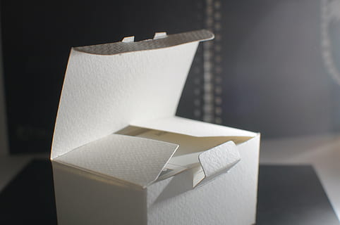 box, folding, container, open, paper, indoors, studio shot, no people, document, gift, still life, box - container, close-up, letter, mail, envelope, ribbon, white color, cardboard, office, ribbon - sewing item, black background, paperwork, 4K, CC0, public domain, royalty free