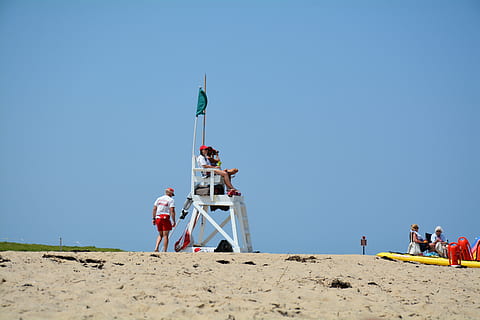 beach, cape cod, tower, cape, ocean, massachusetts, travel, sea, people, sky, group of people, men, clear sky, nature, day, occupation, land, copy space, adult, blue, sunny, sunlight, real people, medium group of people, sand, full length, protection, outdoors, 5K, CC0, public domain, royalty free