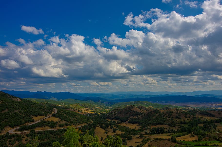 paisatge, núvols, naturalesa, bosc, yenice, gall dindi, verd, blau, cel, núvol, arbre, blanc, muntanya, pau, núvol - cel, escenics - natura, medi ambient, bellesa a la natura, escena tranquil·la, tranquil·litat, cap gent, dia, escena no urbana, planta, Serra, terra, a l'aire lliure, horitzó, 4K